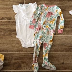 Footie pajamas and bodysuit